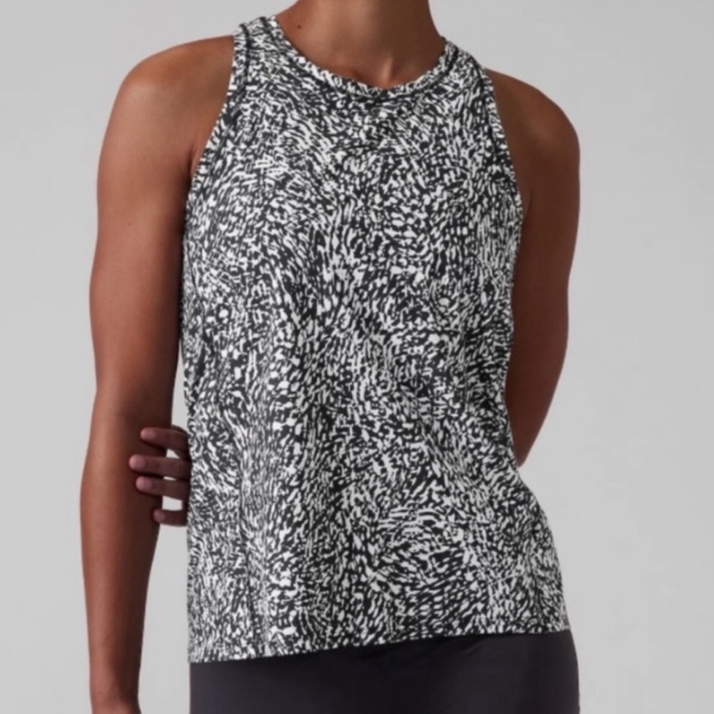 Athleta Black and White Printed High-Neck Tank